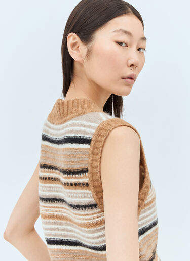 GANNI Stripe Vest Beige gan0257021