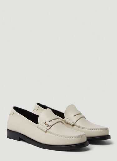 Saint Laurent Monogram Plaque Loafers White sla0249075