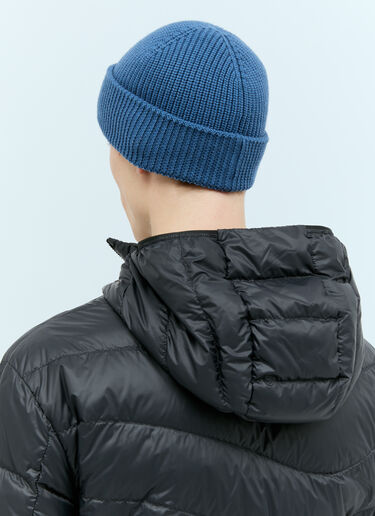 Moncler Logo Patch Beanie Hat Blue mon0157053