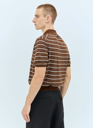 Miu Miu Striped Polo Shirt Brown miu0157002