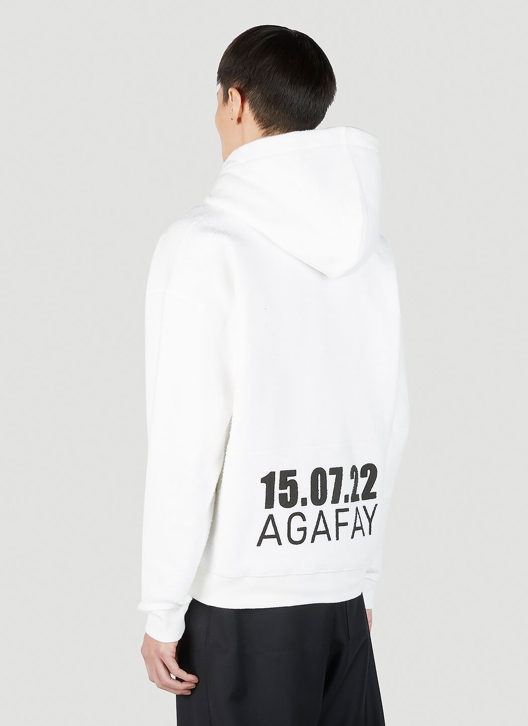 Saint Laurent Logo Print Hooded Sweatshirt in White | LN-CC®