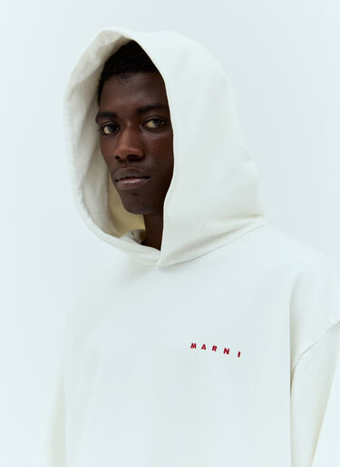 Marni Logo Embroidery Hooded Sweatshirt White mni0157002