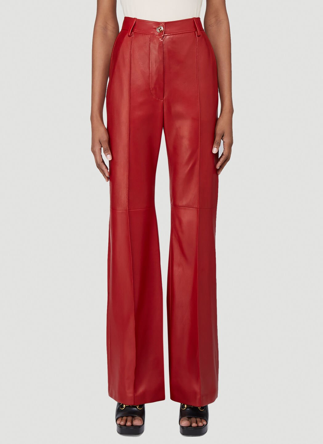Mid Rise Straight Leather Pants in Red  Gucci  Mytheresa