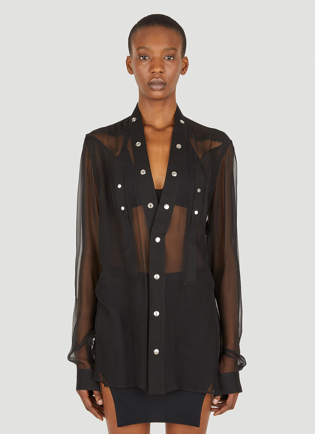 Rick Owens Women's Larry Silk Chiffon Shirt in Black | LN-CC®