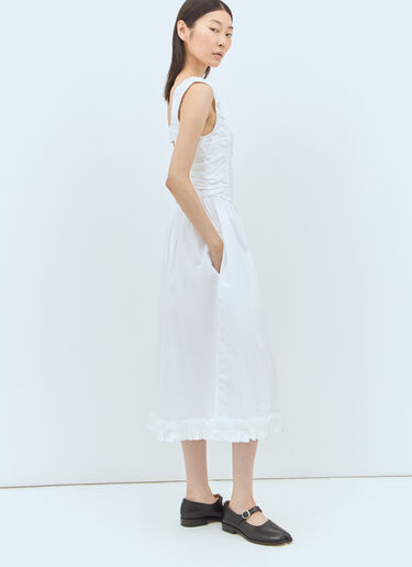 GANNI Cotton Poplin Midi Dress White gan0257010