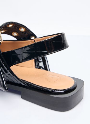 Ganni Feminine Buckle Ballerina Flats Black gan0258050