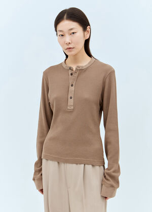 Acne Studios Waffle Knit Button-Up Top Brown acn0257022