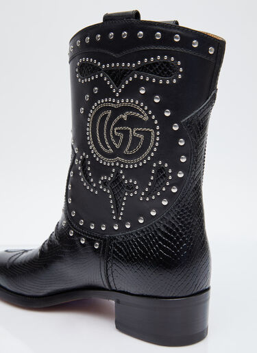 Gucci Double G Studded Leather Boots Black guc0253092