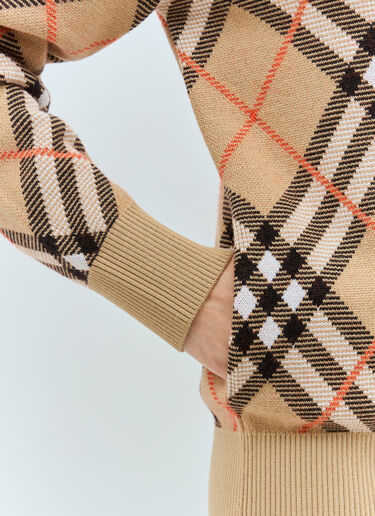 Burberry Check Wool-Blend Cardigan Beige bur0257007