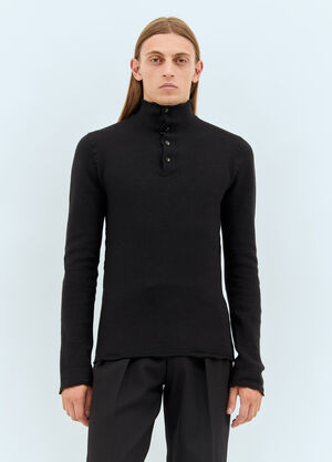 Bottega Veneta Distorted High Neck Wool Sweater Black bov0158003