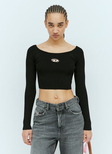 Diesel M-Vera-Ls Knit Crop Top Black dsl0257009