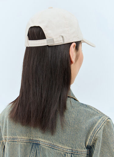 GANNI Logo Embroidery Baseball Cap Cream gan0257062