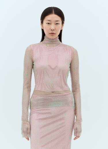 Sportmax Rhinestone High-Neck Top Pink spx0257002