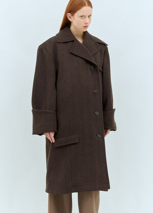 TOTEME Turn-Up Cuffs Oversized Coat Brown tot0258015