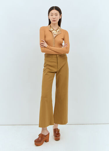 Chloé Cropped Flared Pants Mustard chl0257009