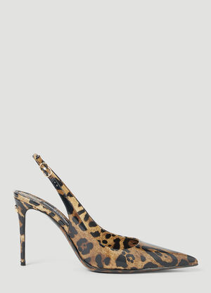 Balenciaga Kim Leopard Print Slingback Heels Black bal0253079