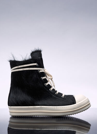 Rick Owens Pony-Hair High-Top Sneakers Black ric0156014