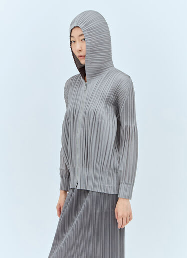 Pleats Please Issey Miyake Pleated Hooded Sweatshirt Grey plp0257035