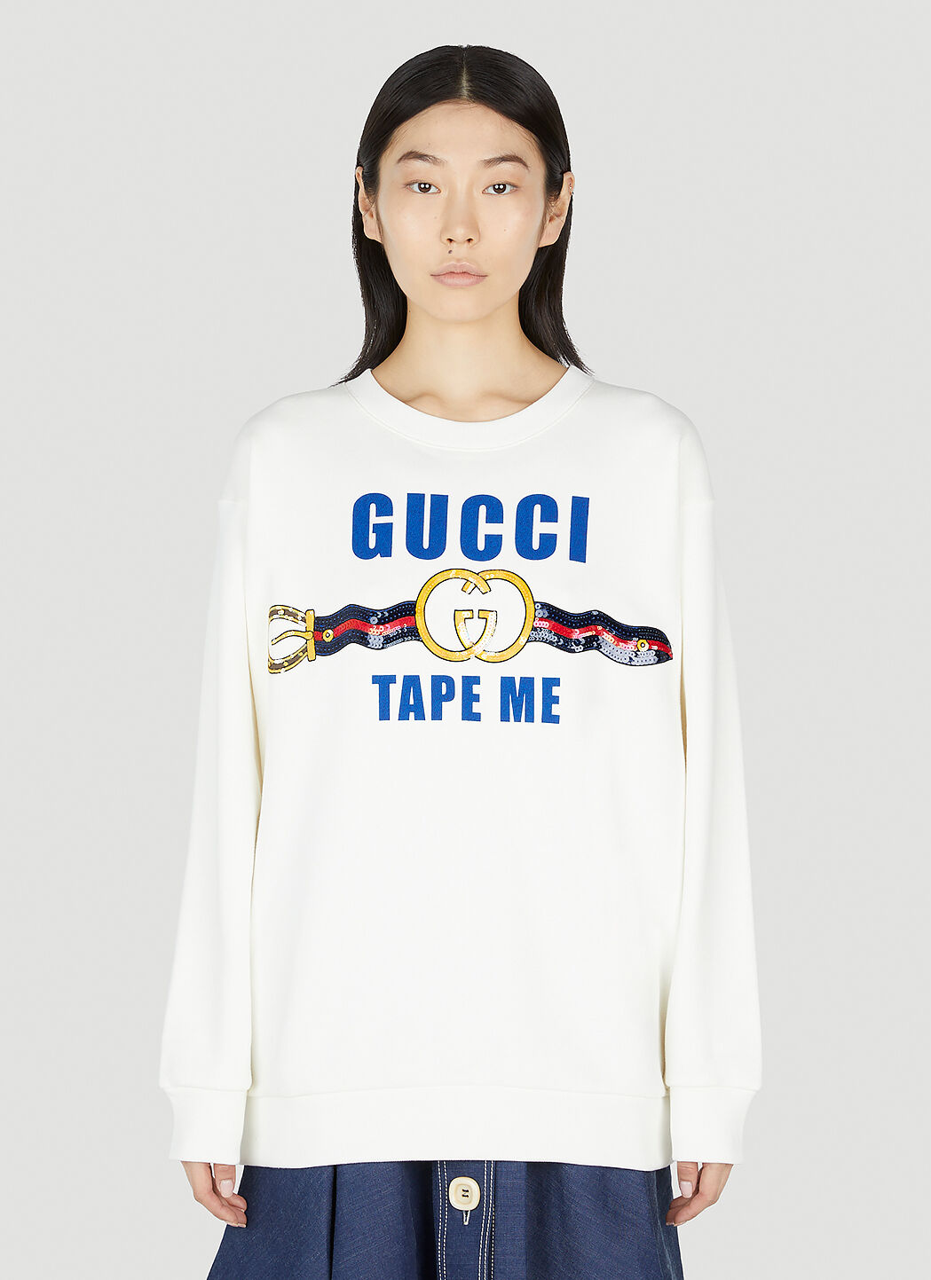 Gucci Women's Tape Me Sequin Sweatshirt in White | LN-CC®