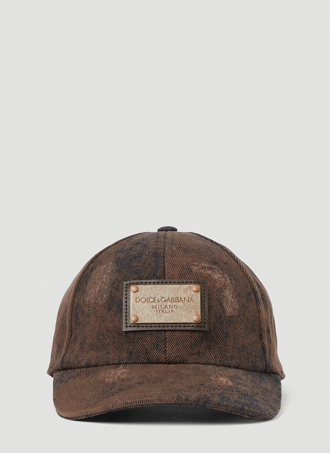 Dolce & Gabbana Distressed Logo Plaque Baseball Hat in Brown | LN-CC®