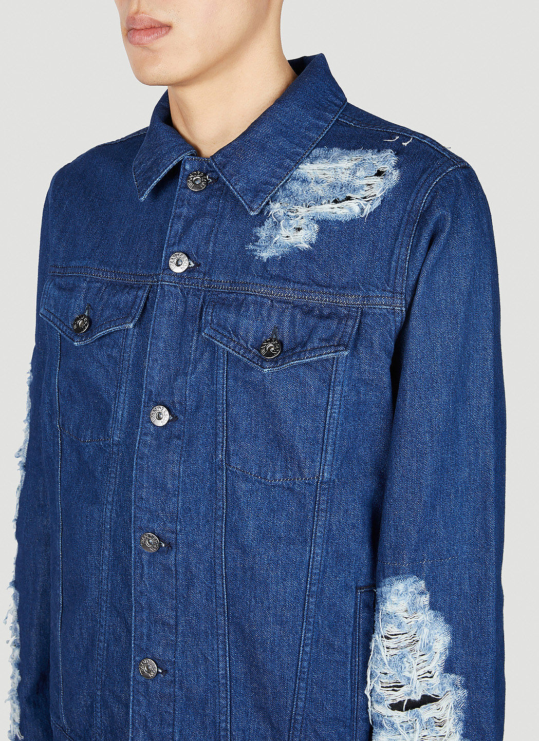 JW Anderson Distressed Denim Jacket in Blue | LN-CC