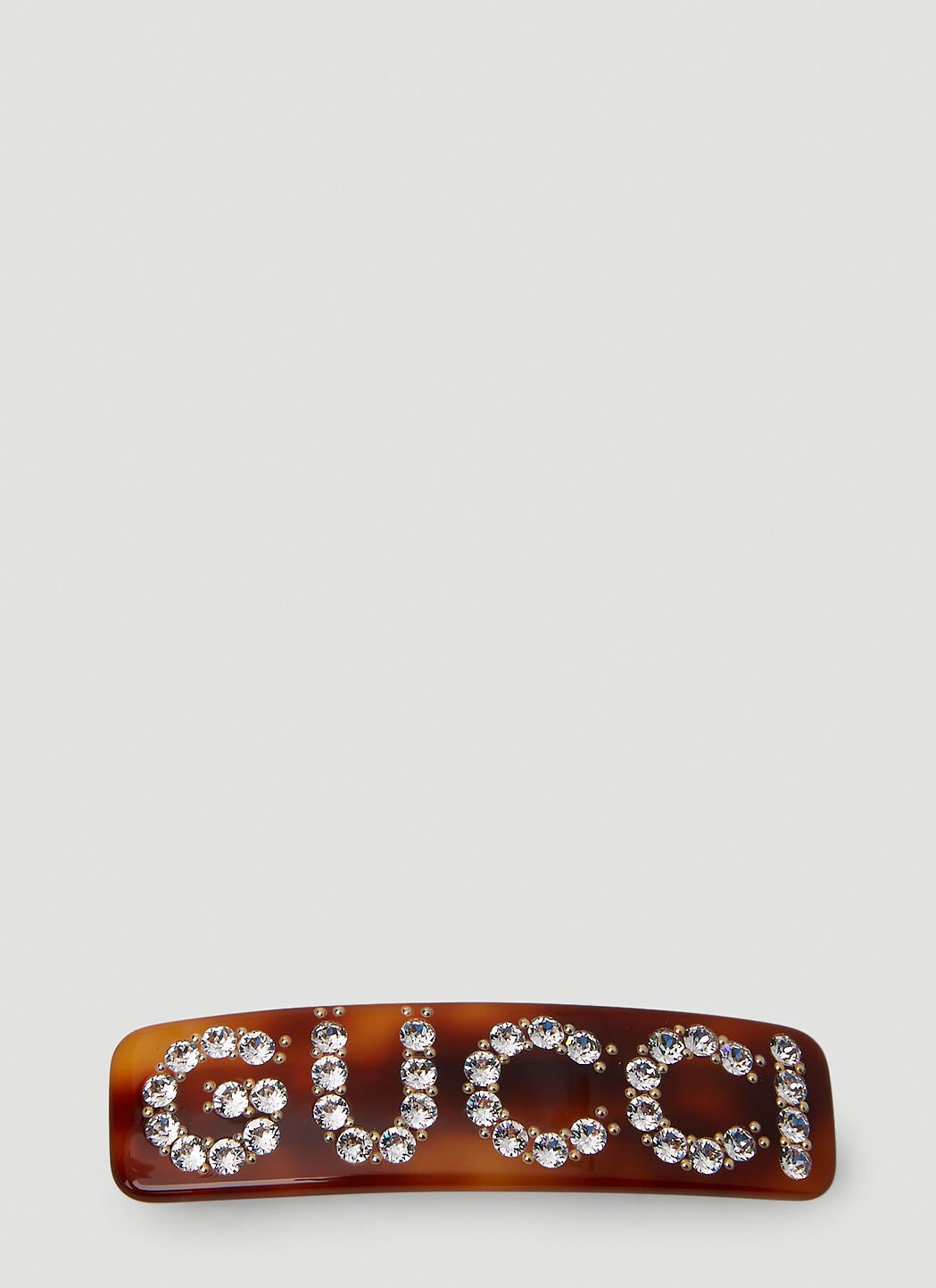 Gucci Crystal Logo Hair Clip Brown guc0257075