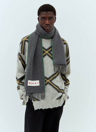 Marni Logo Patch Scarf Grey mni0157014