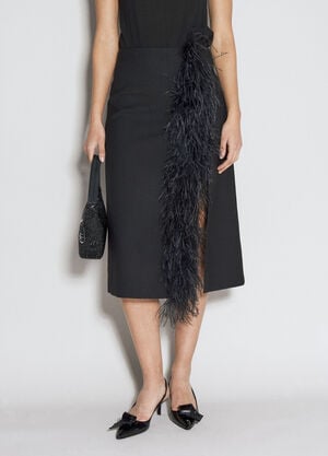 Acne Studios Feather-Trimmed Wool Midi Skirt Beige acn0257016
