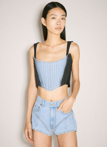 Mugler Bi-Material Denim Corset Blue mug0255018