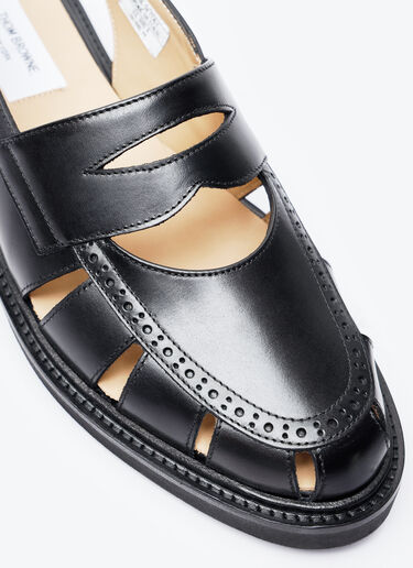 Thom Browne Cut-Out Slingback Loafer Sandals Black thb0156009