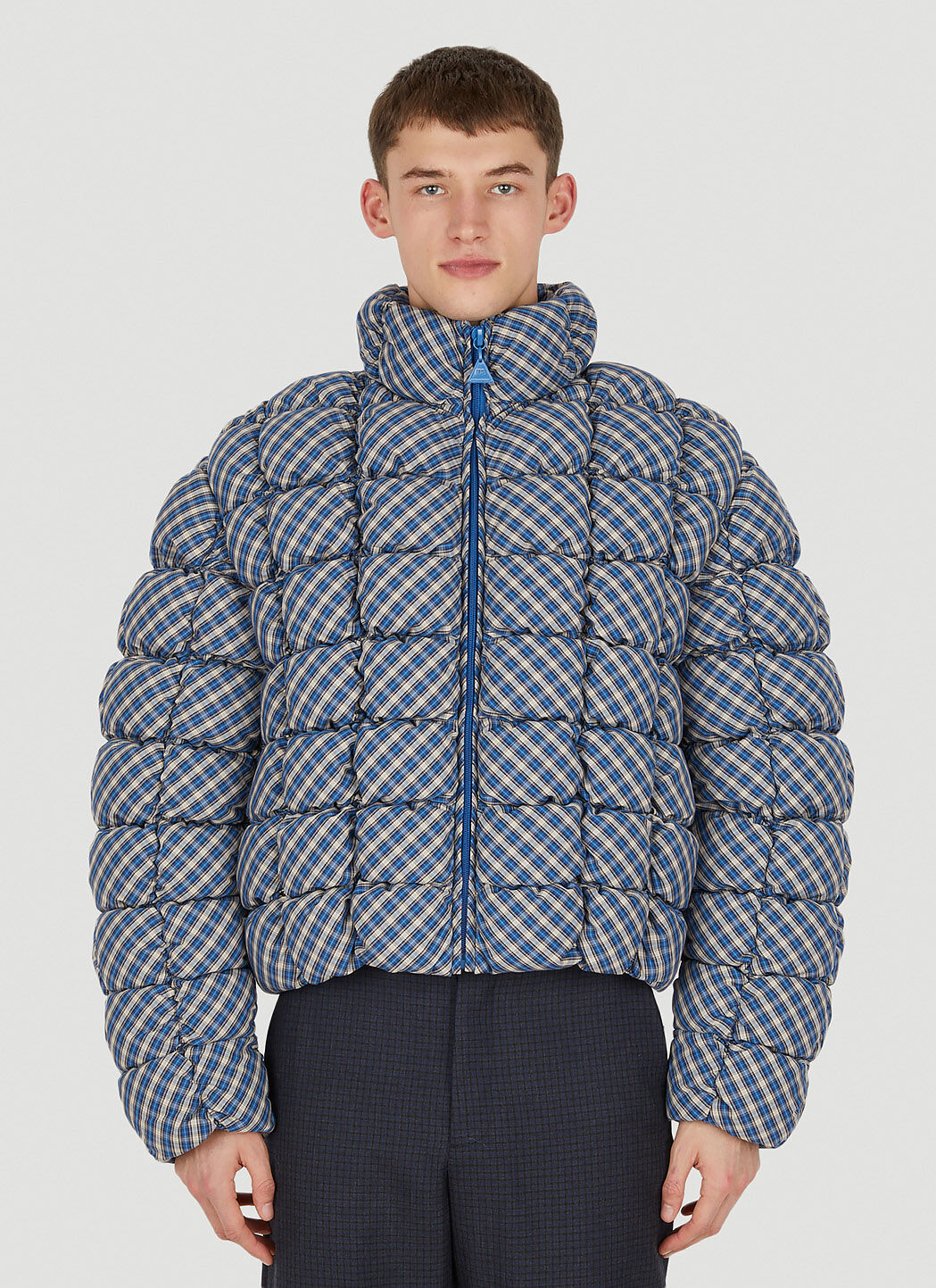 ERL Plaid Puffer Jacket in Blue | LN-CC