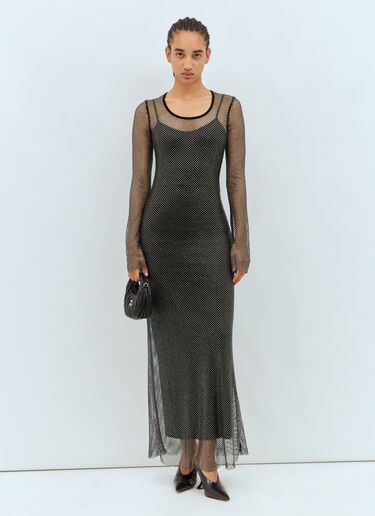 Sportmax Rhinestone Tulle Maxi Dress Black spx0257001