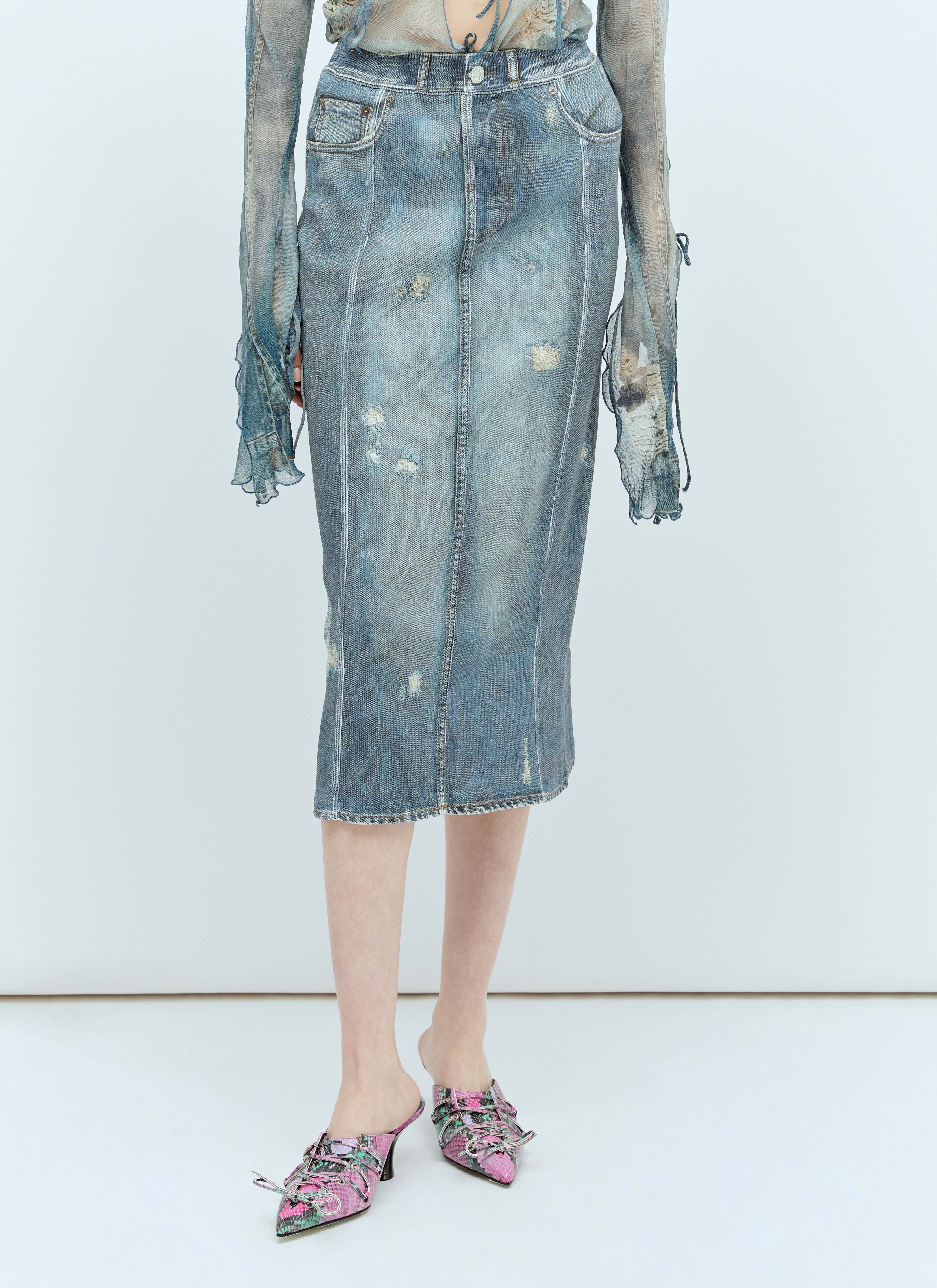 TOTEME Printed Knit Midi Skirt Blue tot0257015