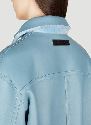 Marni Opal Reversible Leather Jacket Blue mni0253021