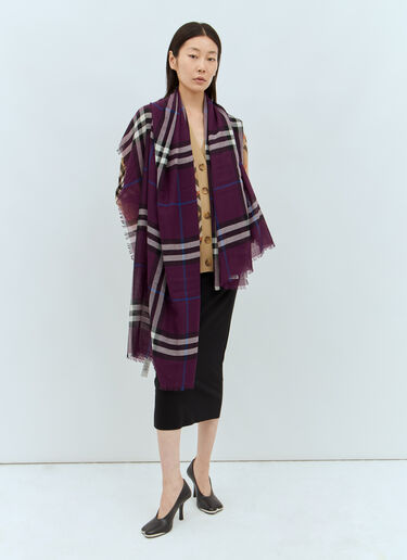 Burberry Giant Check Wool Scarf Purple bur0257025