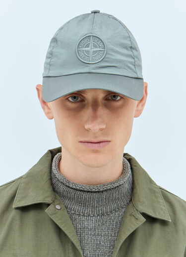 Stone Island 로고 자수 베이스볼 캡 그레이 sto0158063