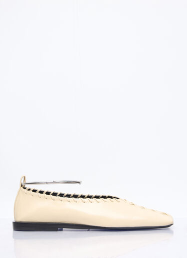 Jil Sander Leather Ballerina Flats Cream jil0256016