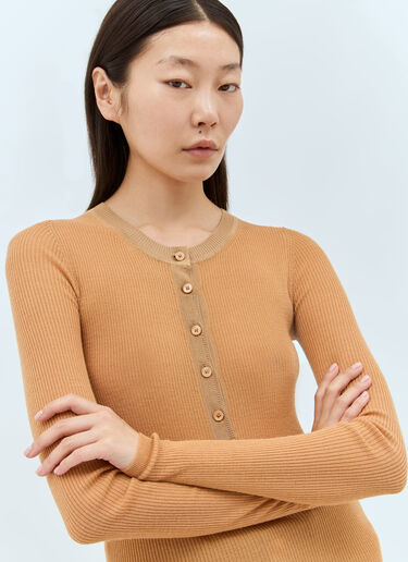 Chloé Knitted Henley Sweater Beige chl0257011