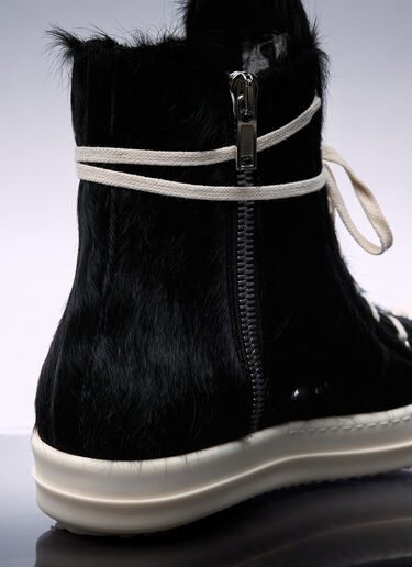 Rick Owens Pony-Hair High-Top Sneakers Black ric0156014