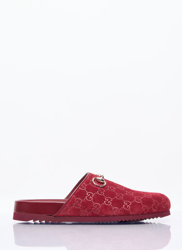 Gucci Horsebit Suede Mules Red guc0257057