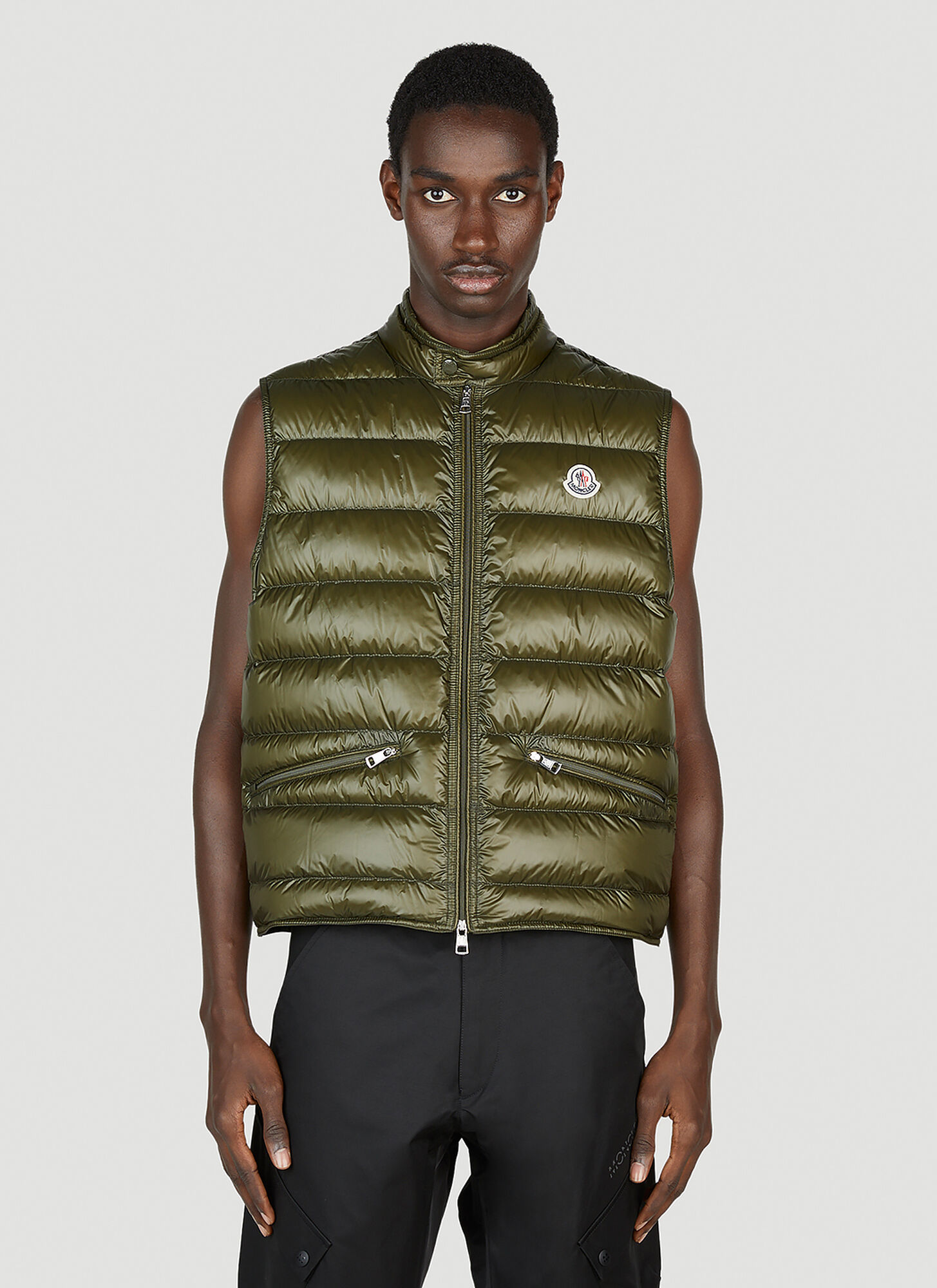 Moncler Gui Gilet Jacket Male Khaki | ModeSens