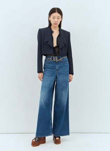 Chloé Spencer Cropped Blazer Navy chl0257004