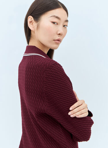 Miu Miu Cable Knit Polo Shirt Red miu0257003