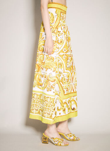 Dolce & Gabbana Majolica-Print Brocade Skirt Yellow dol0257006