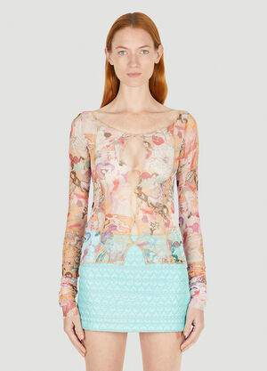 Marco Rambaldi Graphic Mesh Cut Out Top Pink mra0252012