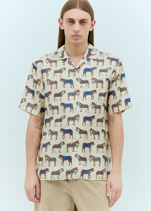 Jacquemus Horse Print Silk Shirt White jac0158003