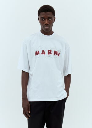 Marni Logo Print T-Shirt Green mni0157001