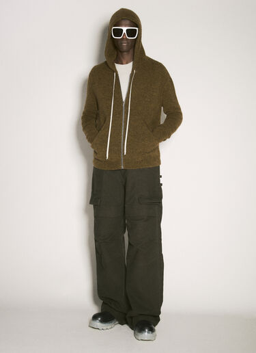 Rick Owens Zip-Up Hooded Sweater Green ric0157012