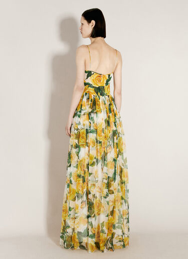 Dolce & Gabbana Silk Chiffon Maxi Dress Yellow dol0255013