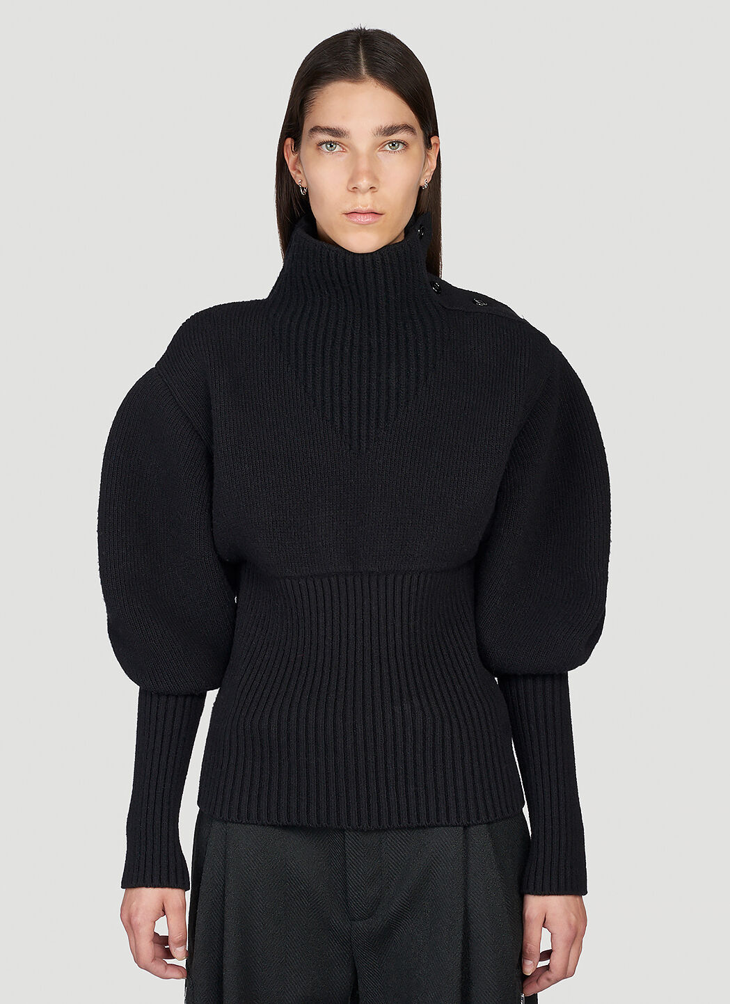 Bottega Veneta Mock Neck Sweater in Black | LN-CC®